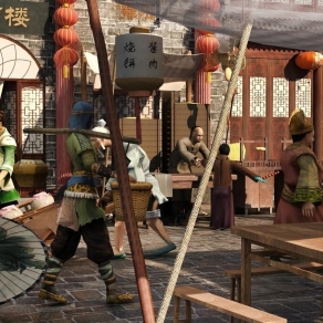 中式商业街3D模型下载